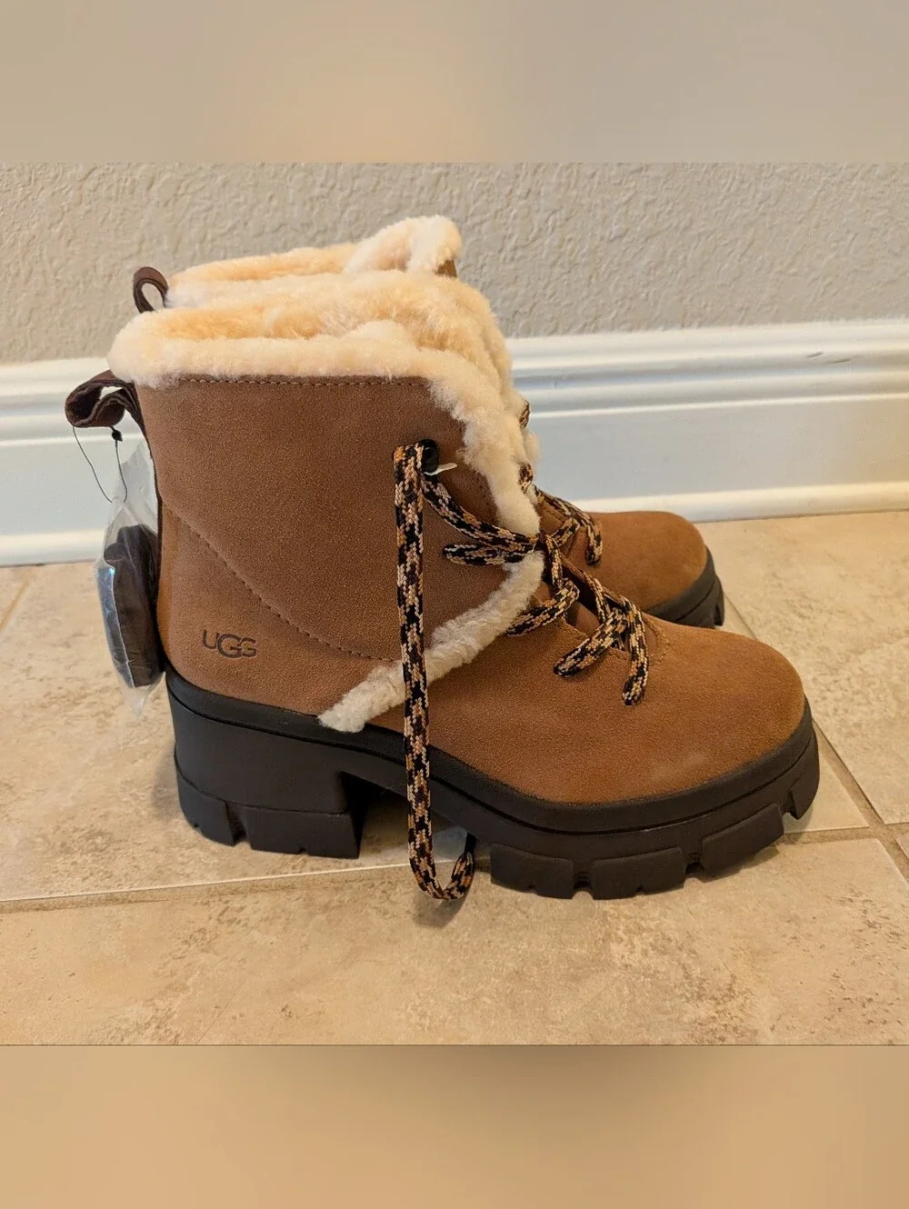 NWT Ugg Brown Faux-Shearling Winter Boots